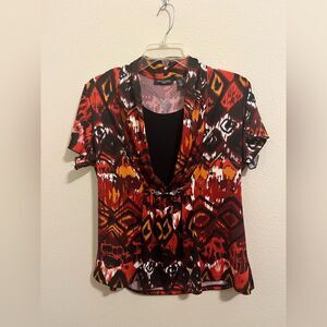 Notations Red and Black Abstract Blouse